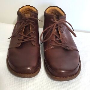 BORN Nigl Lace Up Ankle Boots Dark Bown Leather Combo Men's Size 11